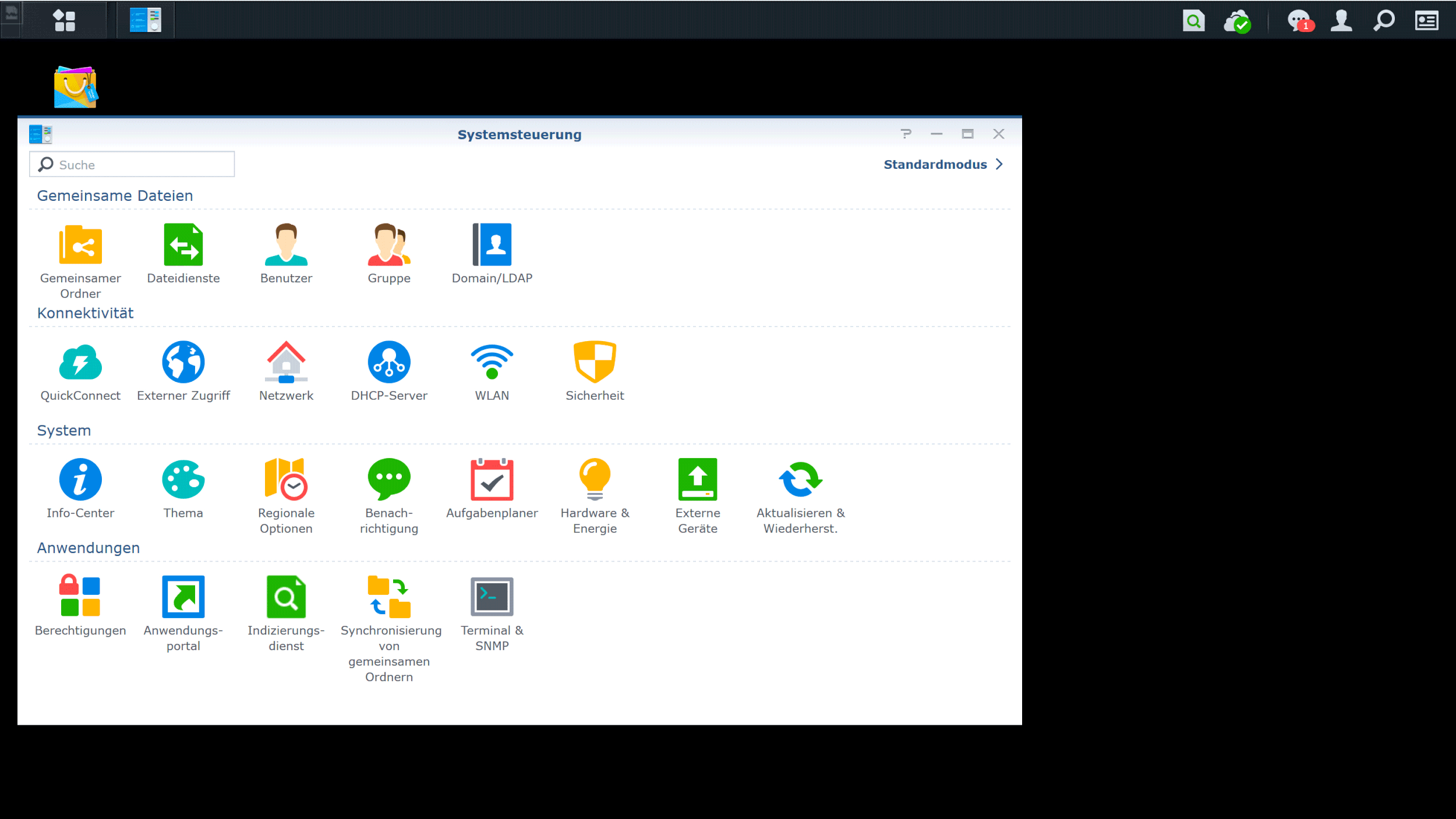 2. Click on the button “shared folder” (Gemeinsamer Ordner)