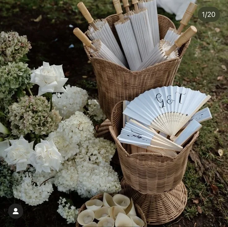 Rattan Flower Edge Pots next to welcome sign wedding.jpg