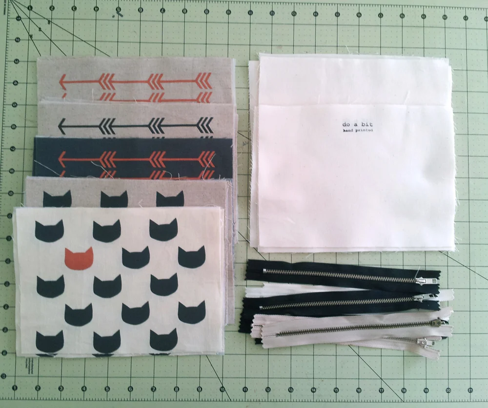 Organising all the items needed sew a pouch