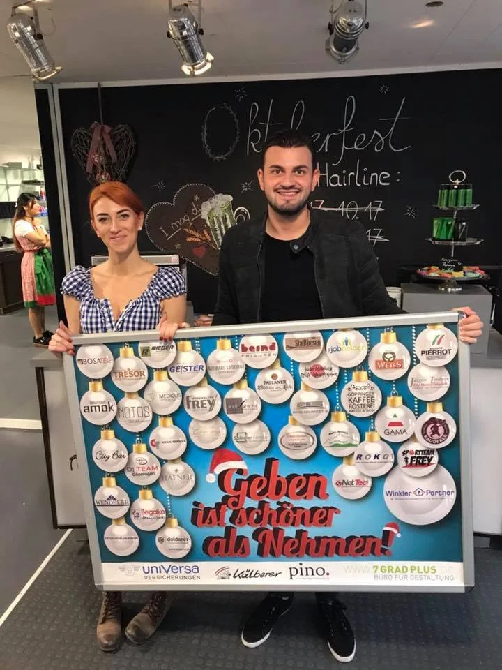 +++ Vorbildlich und Empfehlenswert +++ Auch dieses Jahr ist das Friseurunternehmen Bernd Frisuren aus Göppingen https://www.facebook.com/Bernd-Frisuren-408047175998390/ wieder dabei um zu helfen. Mara Heinzmann und Max Heinzmann die beiden Juniorchefs beim Start für die große Aktion "Geben ist schöner als nehmen"