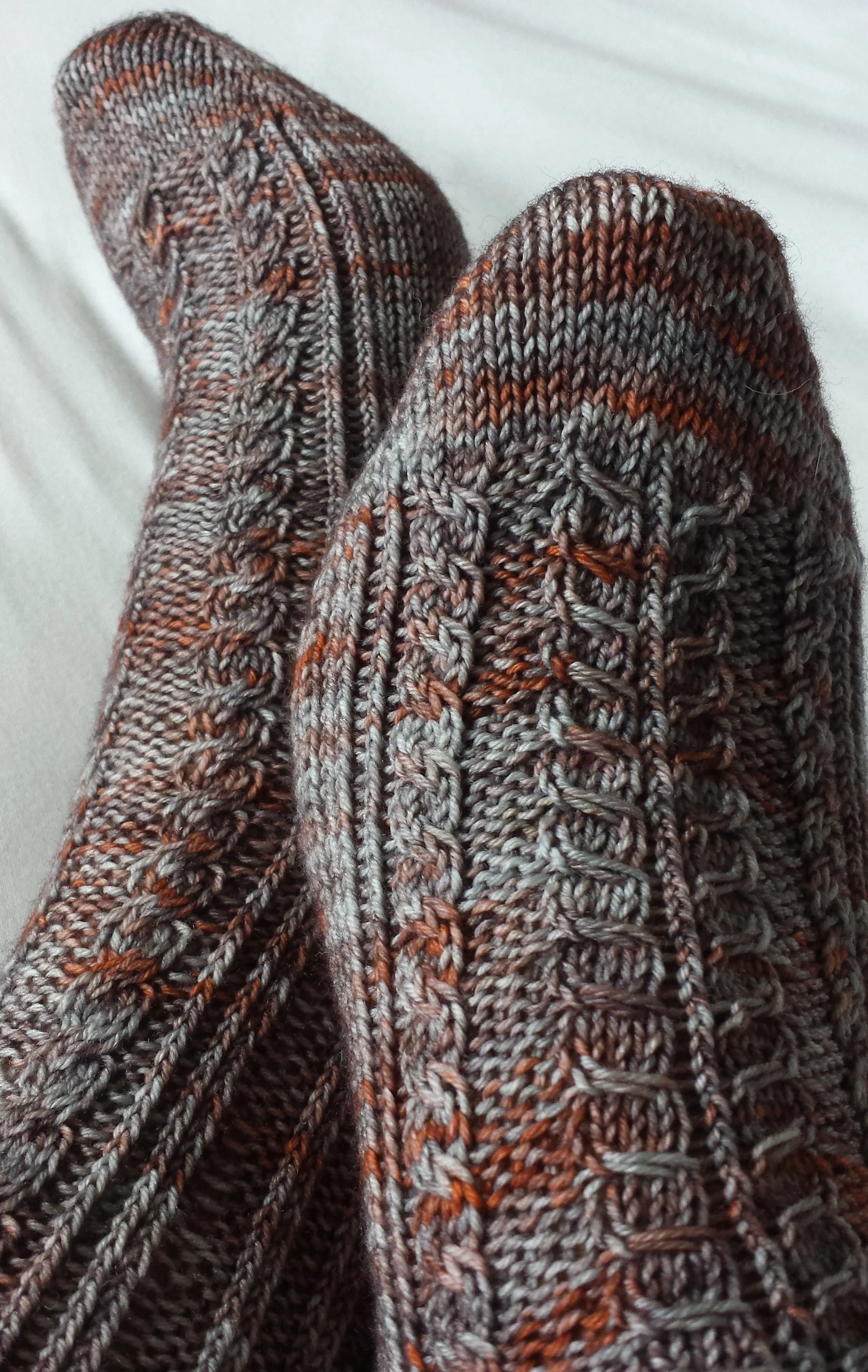 Malala Socks by Louise Tilbrook Designs - pointy tips really help with the cables.