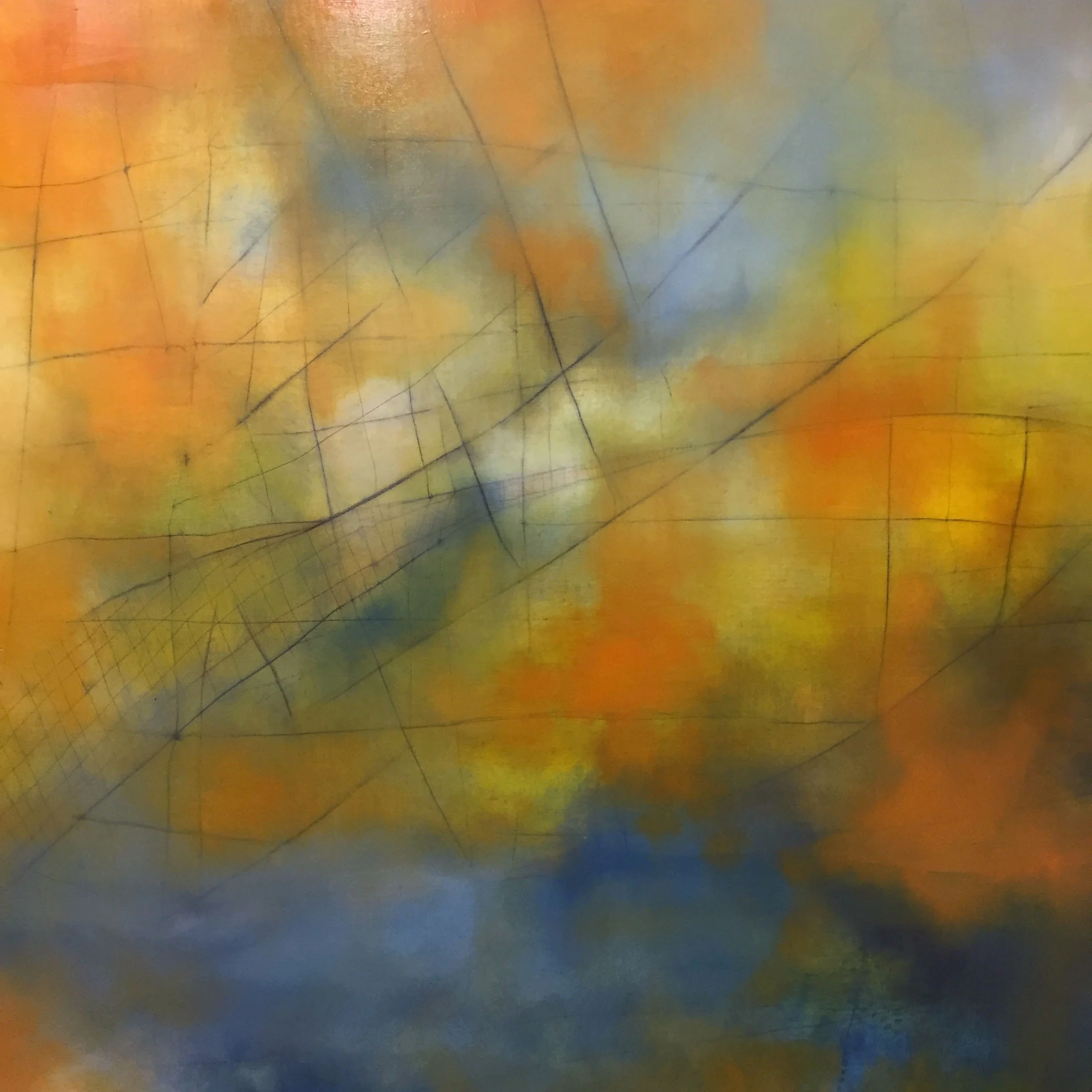 Water Over the Bridge, 60” x 60”, oil on birch panel, 2018