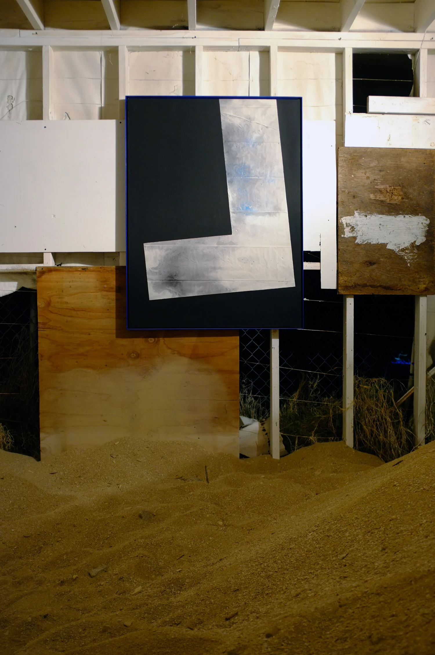 ROCK STUDY (LATTITUDE) 49 X 37 INCHES GROUT AND CASEIN ON CANVAS IN PAINTED STEEL FRAME