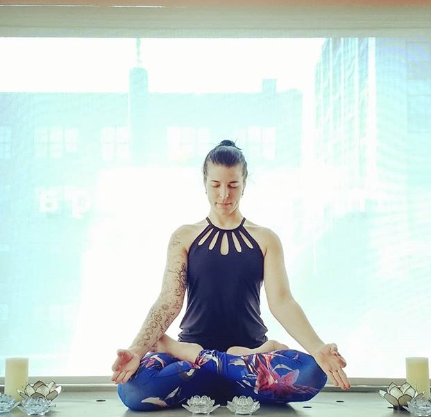 Kate Rowlands RYT200 Yoga Instructor Kate, a Toronto based Yoga Instructor, teaches a wide range of levels from restorative, yin, chair yoga, and vinyasa flow, all the way to power flow and aerial yoga! Coming from an Ashtanga background, she loves a good sweat in her practice and teaching - but a passion of hers is sharing the accessibility of yoga, and has enjoyed exploring the gentler side of the spectrum. In Kate's classes, everyday will be different, as she creates her classes around who is in the room. She makes sure beginners feel safe and confident, and regulars feel challenged and involved. Aside from Yoga, Kate loves biking, her dog Joni, her snakes Levi and Kenobi, punk rock concerts and anything related to cactuses and avocados!