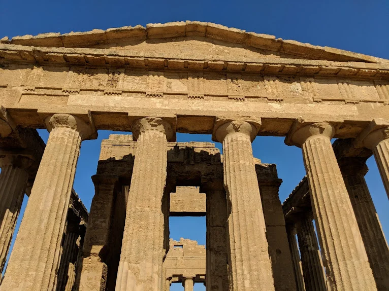 Sun rising on east pillars of Temple of Concordia