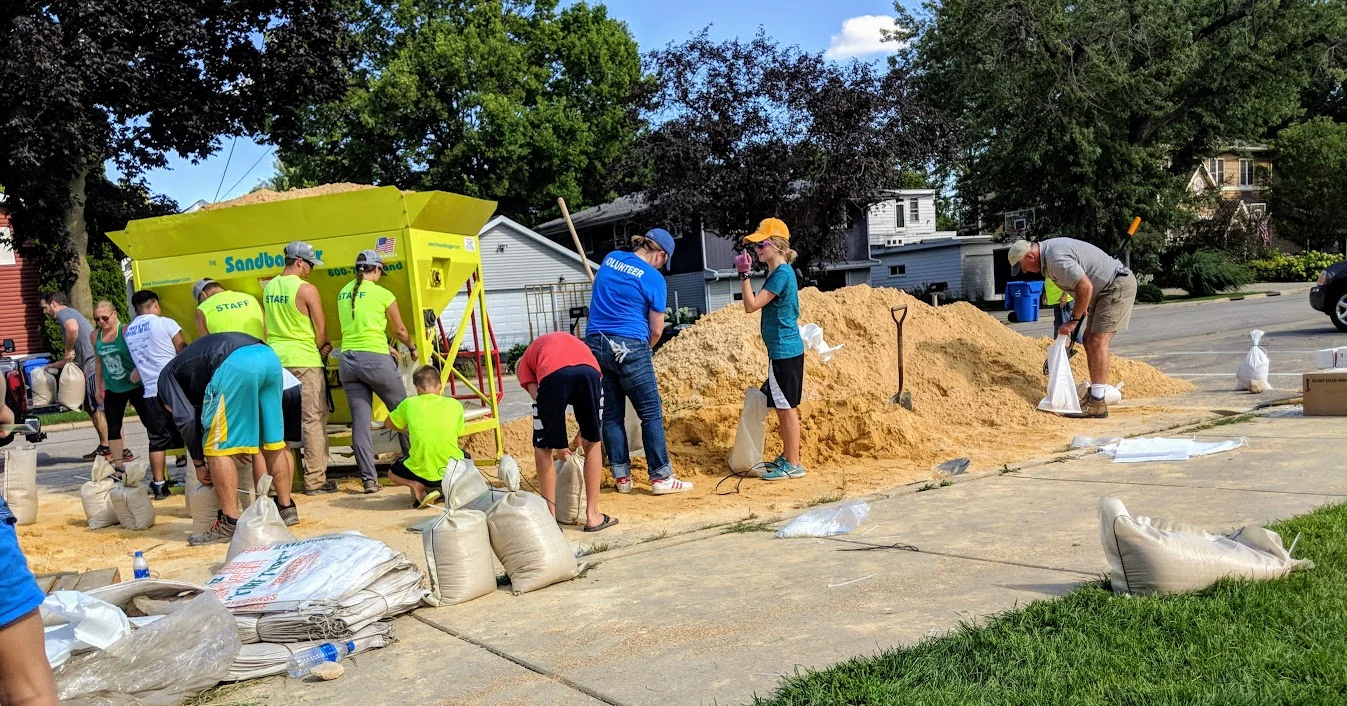 SANDBAG EFFORTS AT ONEIDA PARK, AUGUST 22