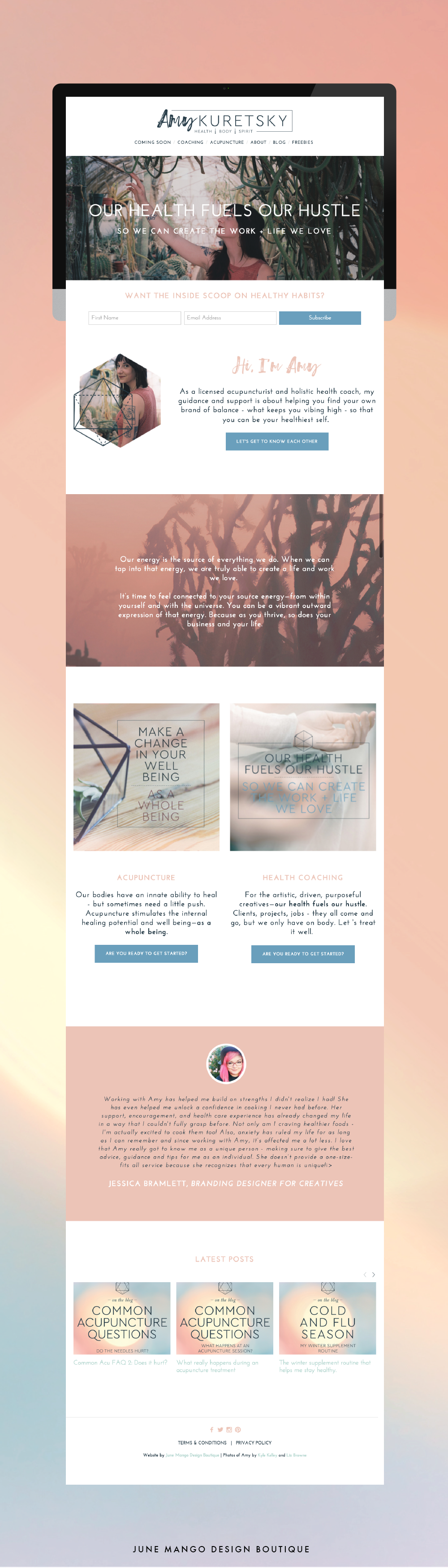 NEW WORK: AMY KURETSKY ACUPUNCTURE WEBSITE — June Mango® Design | Go Live  in 5® Web Design