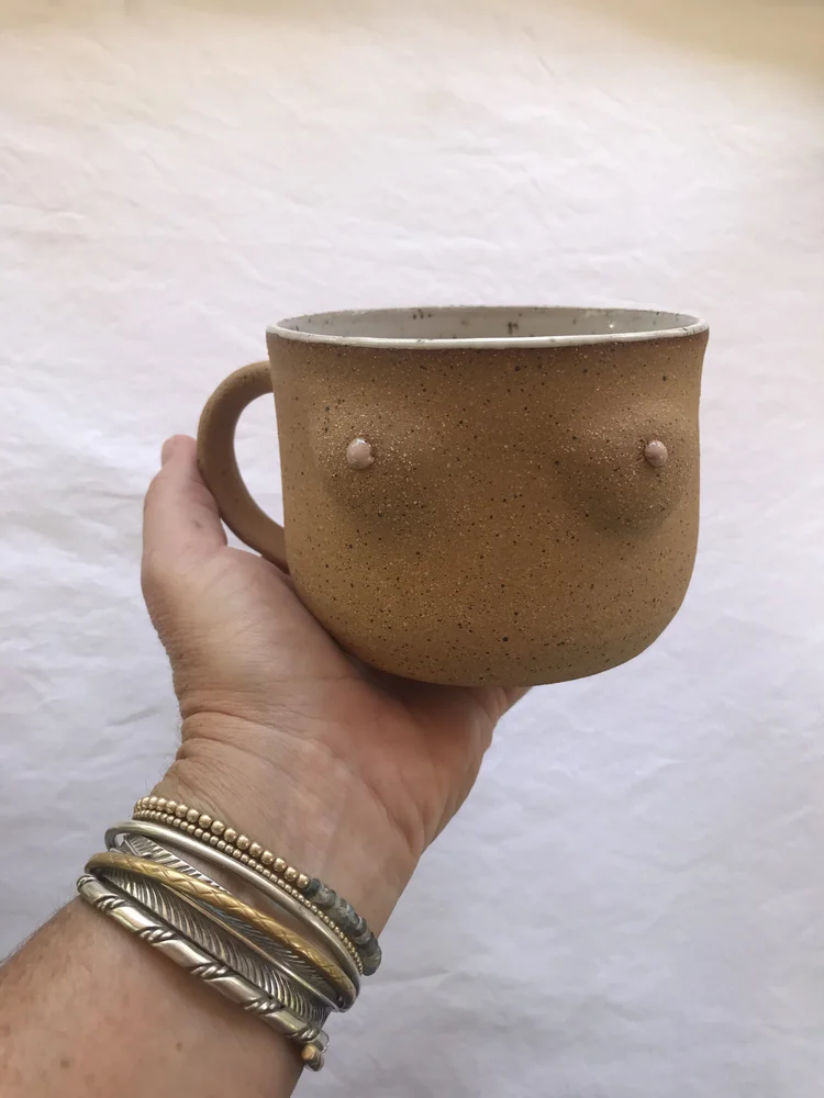 Red Speckled Boob Mug  Avenue Pottery
