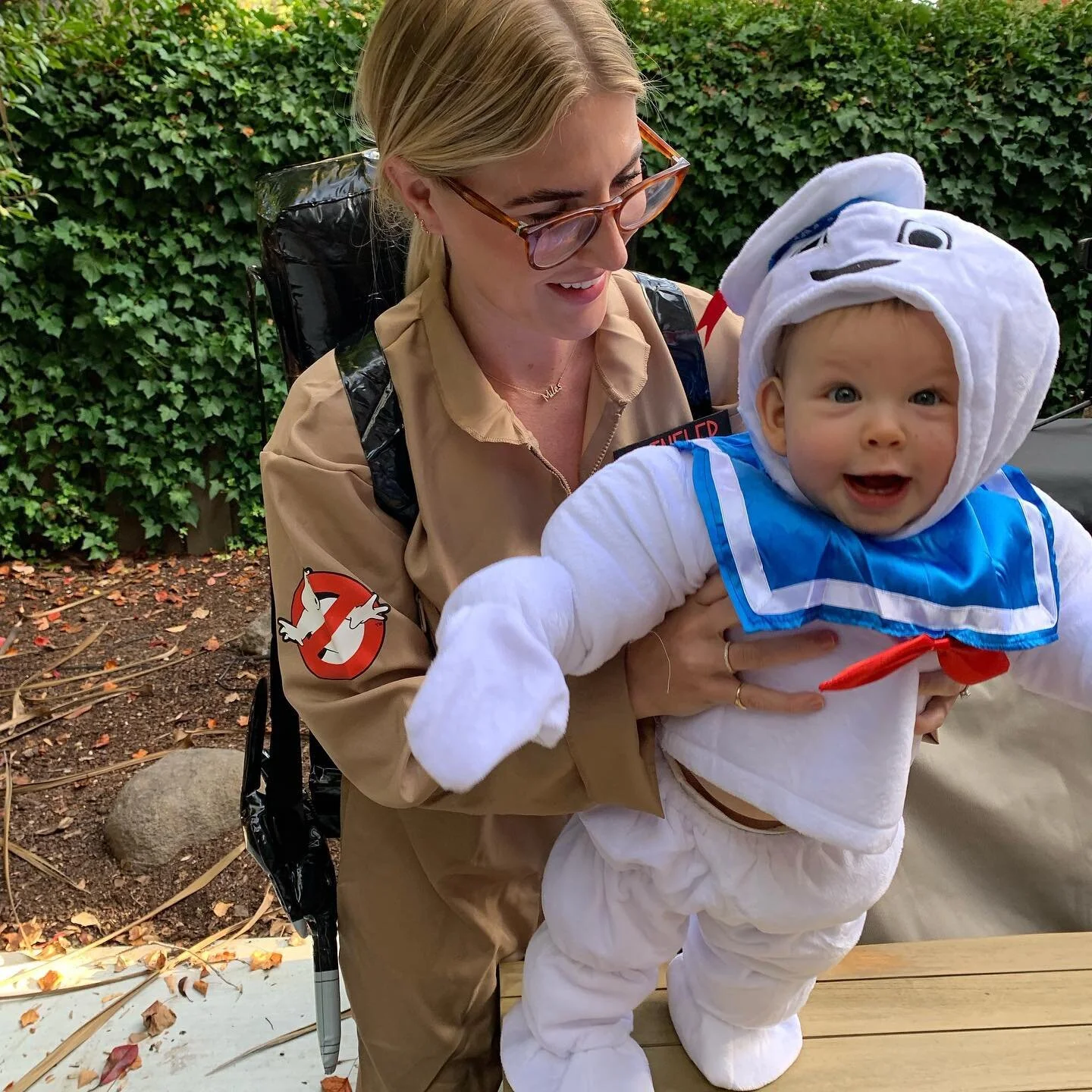 When someone asks you if you&rsquo;re a god, you say yes 👻 #FirstHalloween #Ghostbusters #MarshmallowMan #MilesDaniel #Celine #RegalSiegel
