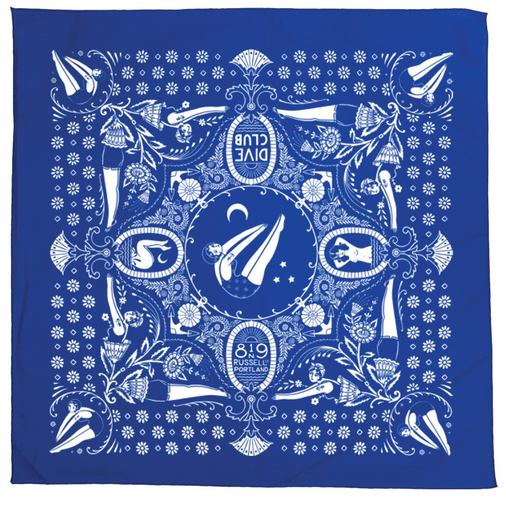 Royal blue bandana with nature design