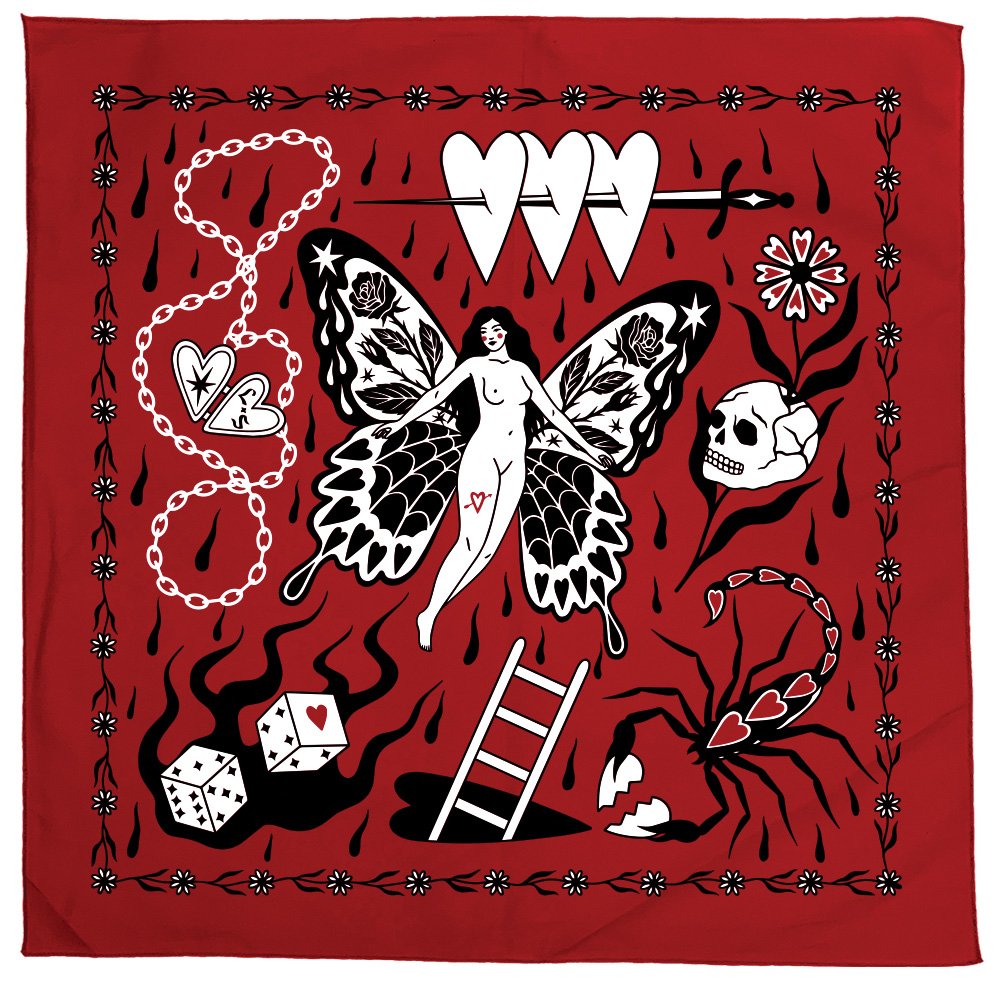 lady moth artwork for custom bandana