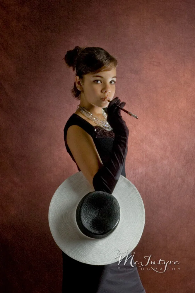 September 2007, Age 12 This portrait of Maya as Audrey Hepburn was captured at her ‘Come as Your Favorite Character’ photoshoot party for her 12th birthday. The other girls were amazing, too, and we created some captivating portraits.