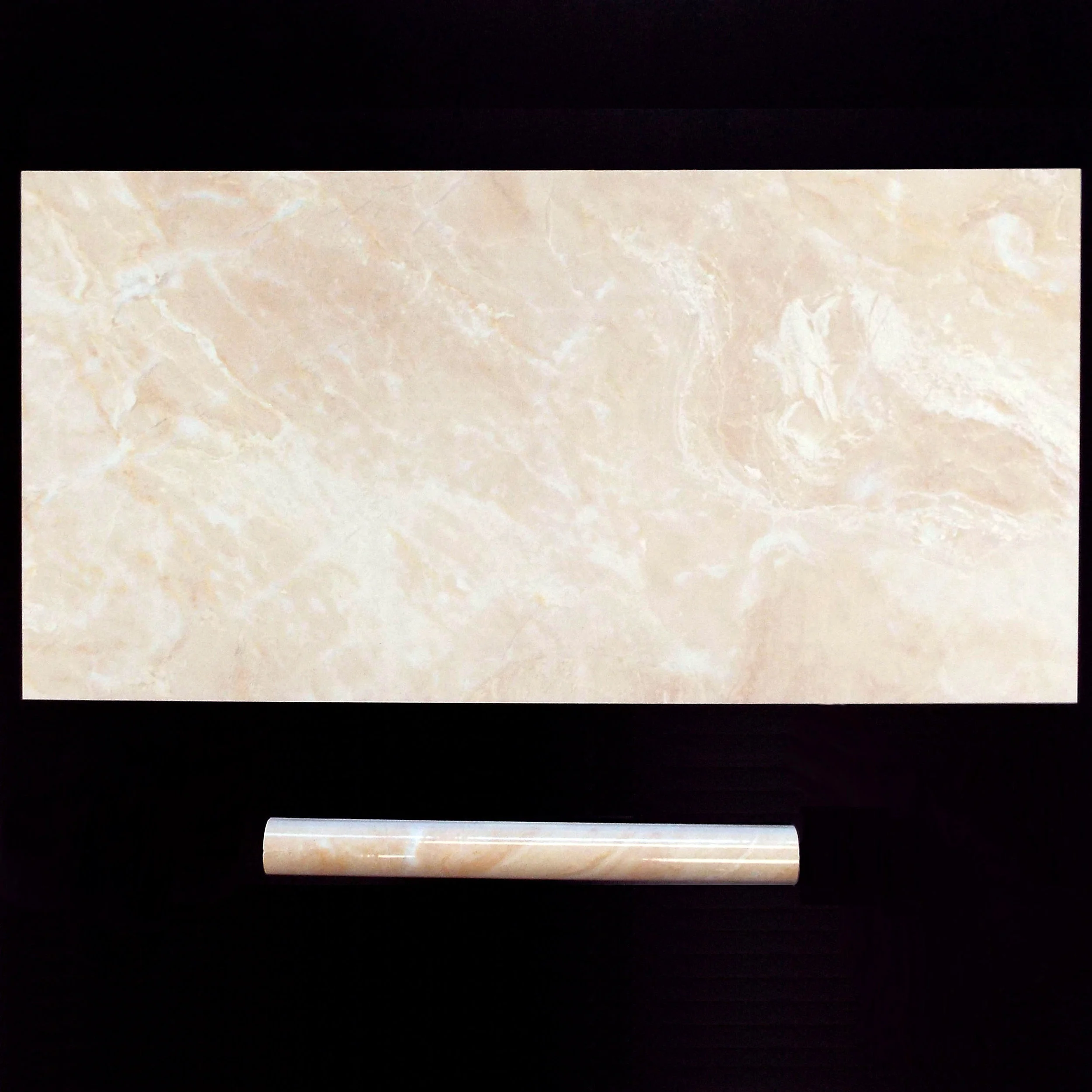CREMA VALENCIA 12"X24" GLOSSY WALL - 8 PC/CTN (15.50 SF); 48CTN/PLT 1.2"X12" TORELLO - 40 PC/CTN No matching floor.