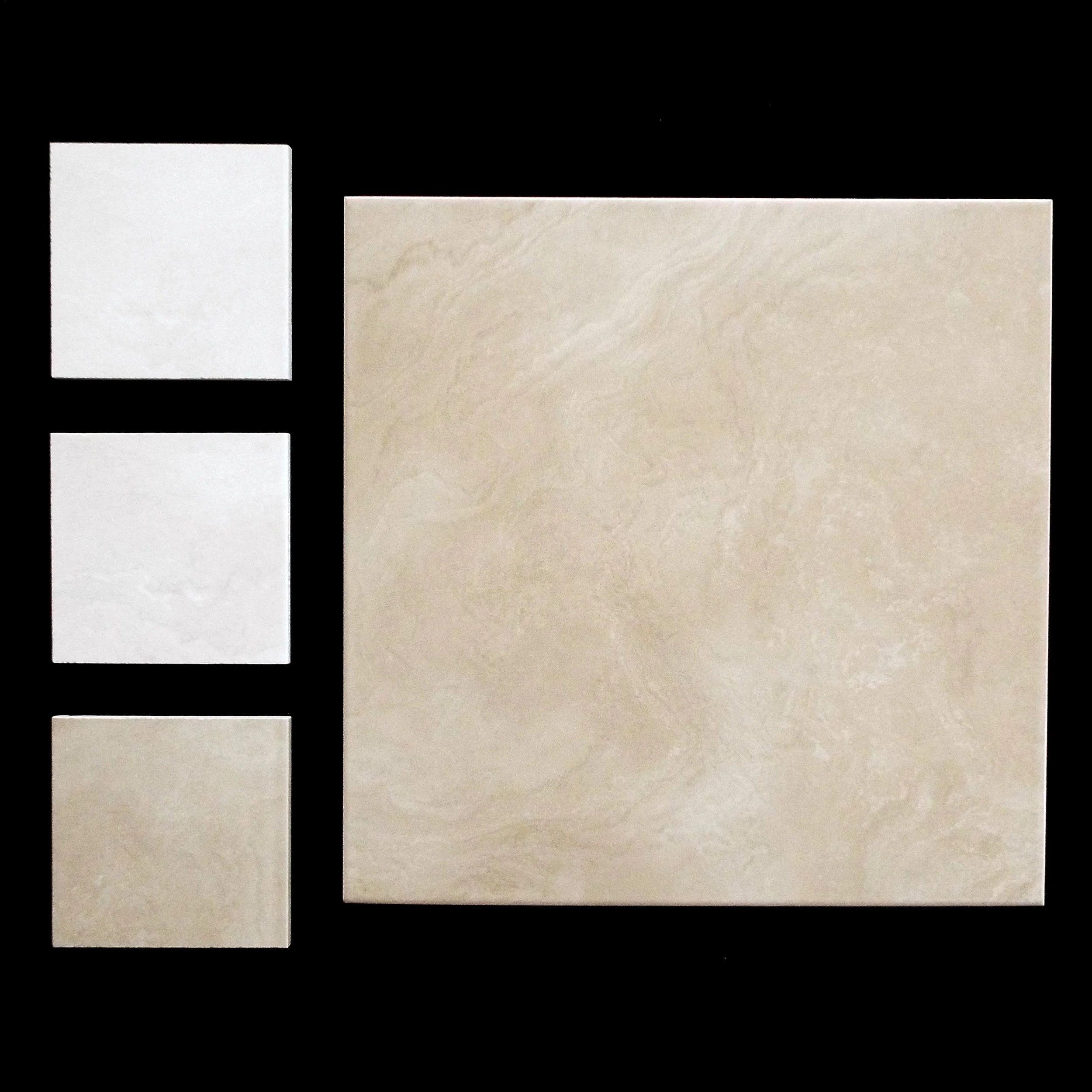 INDI CREAM & LATTE FLOOR 12"X12" MATTE - 15 PC/CTN (14.53 SF); 75 CTN/PLT 16"X16" AVAILABLE IN MATTE AND GLOSSY - 8 PC/CTN (13.78 SF); 64 CTN/PLT