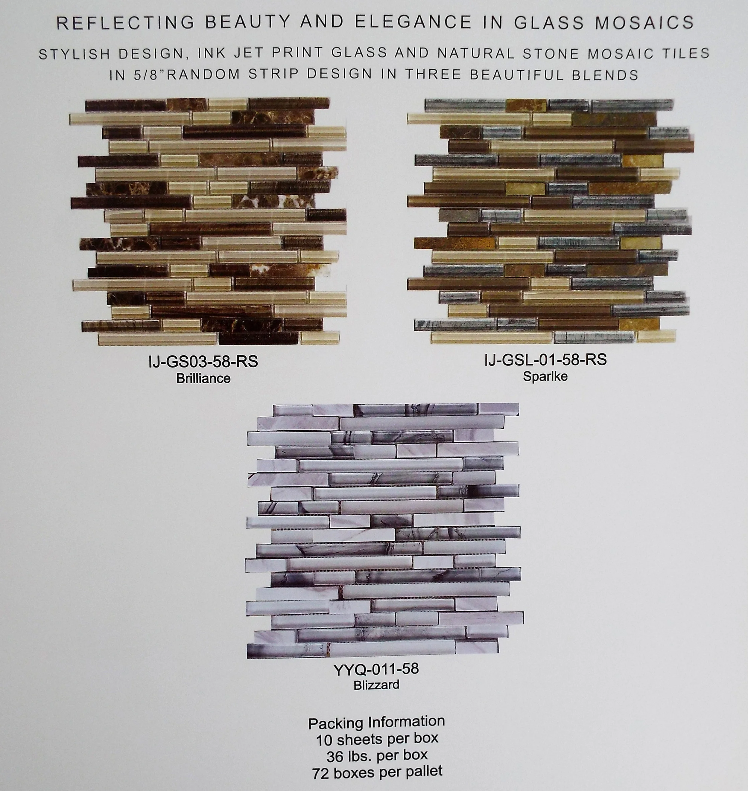 GLASS & STONE - INK JET 5/8" RANDOM PATTERN 12" X 13-3/4" / 1.14 SF/SHT