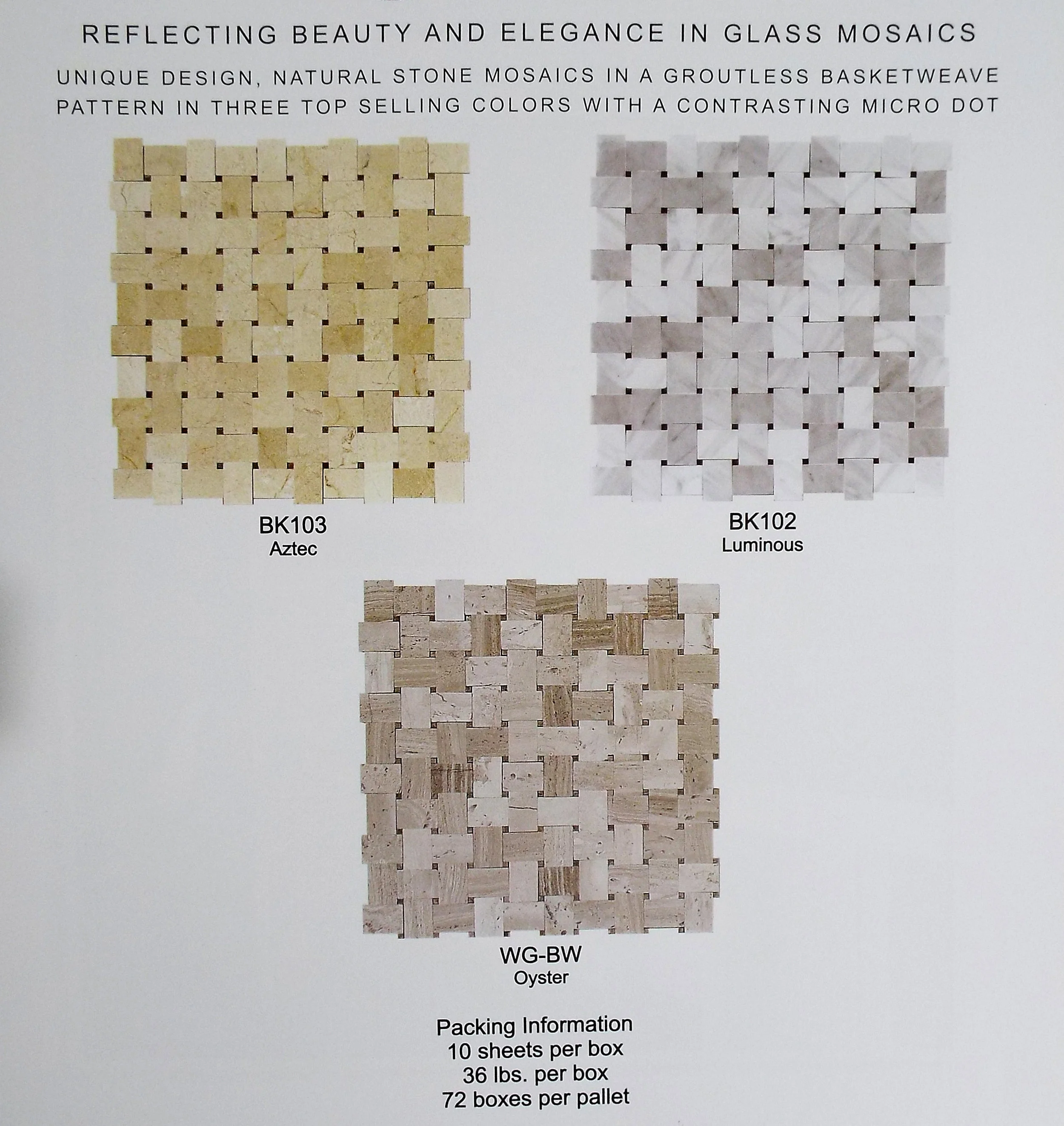 STONE - GROUTLESS BASKETWEAVE 12" X 12" / 1.00 SF/SHT