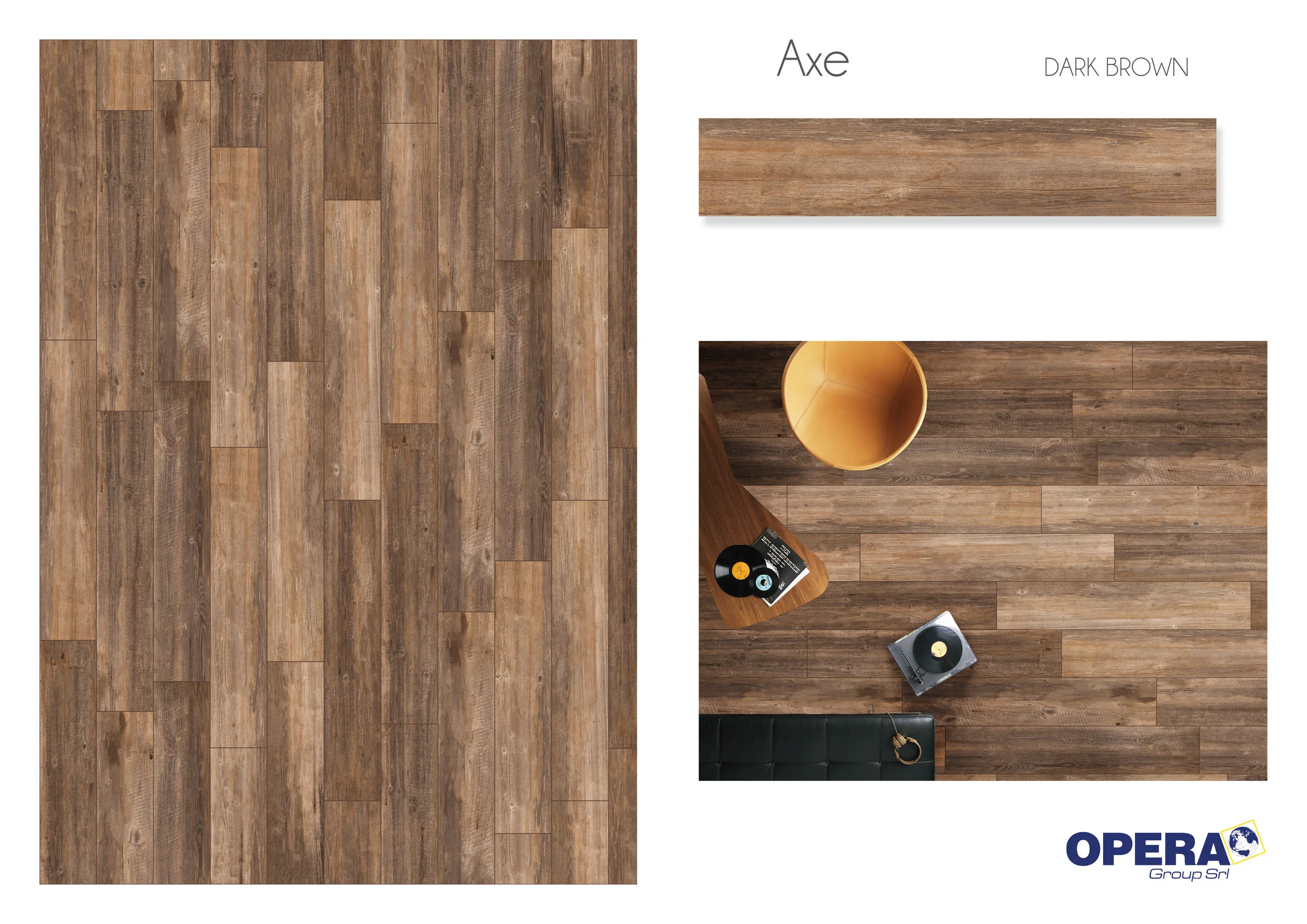 Opera Axe - Dark Brown 8"x48" 4 PC/CTN (10.33 SF); 40 CTN/PLT