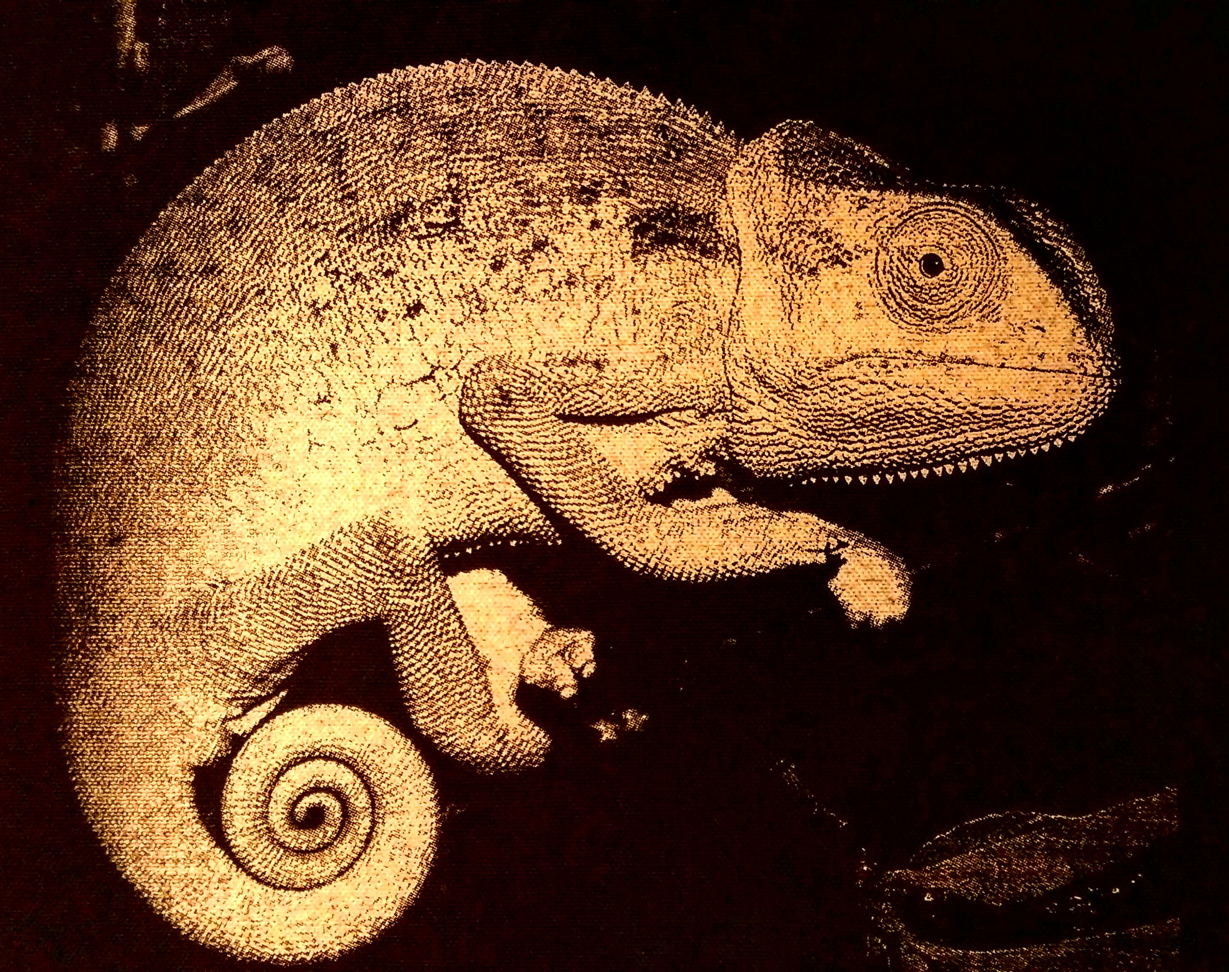 Chameleon halftone print on canvas