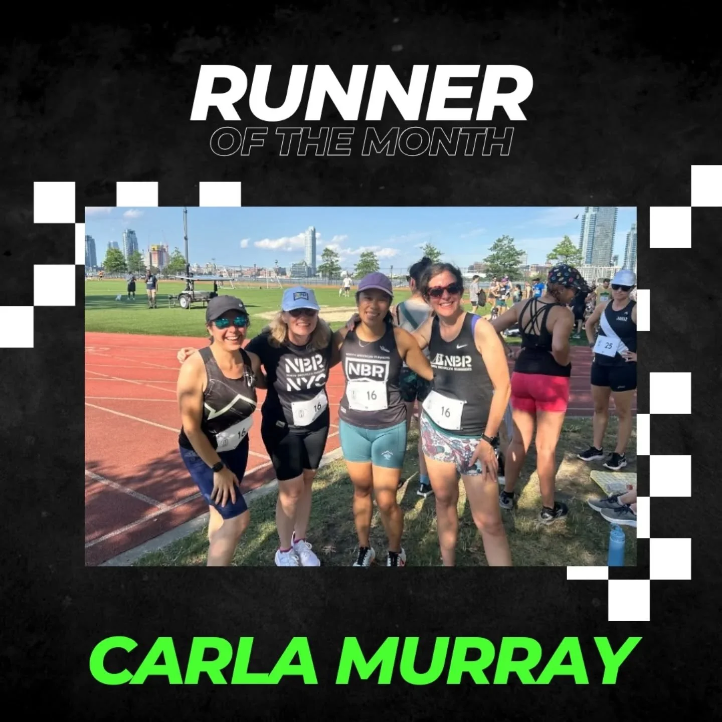 Carla Murray has been named of our Runners of the Month for NBR! Carla initially thought she &quot;wasn't athletic&quot; until a friend running the Boston Marathon inspired her to take up the sport at age 30 for her mental health. Now a &quot;party p