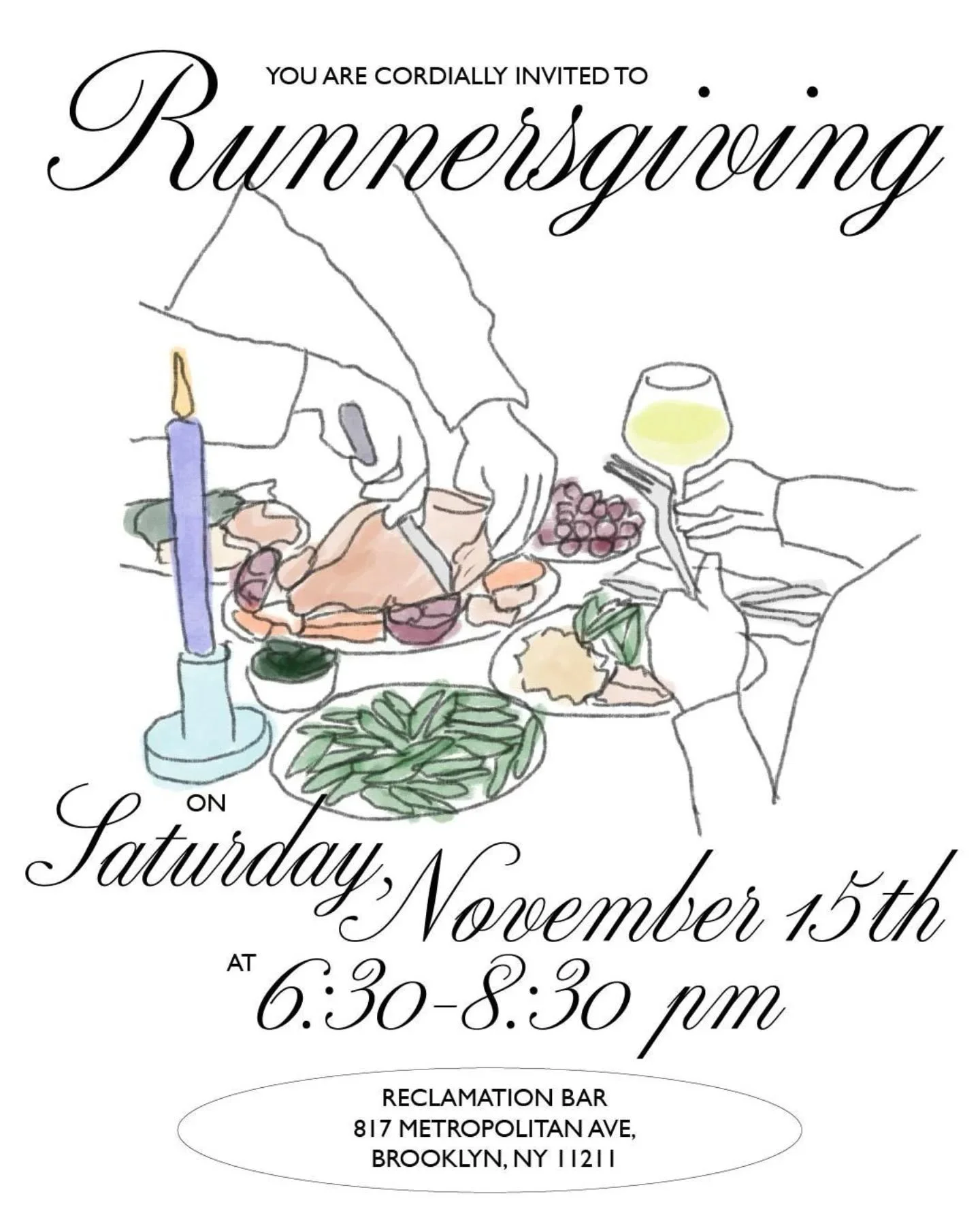 Join us for Runnersgiving this Saturday November 15th at Reclamation 6:30-8:30. 

Looking forward to seeing you there 🎉