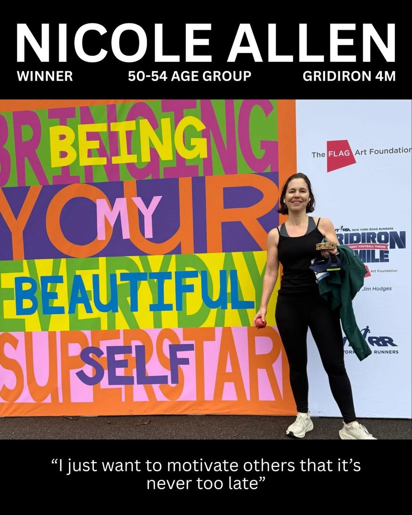 Huge congratulations to our very own Nicole Allen at the @nyrr Gridiron 4M, WINNING her age group! 🔥🔥🔥 
We are so proud to call you our teammate! Nicole's goal is to inspire and motivate others that it's never too late to find greatness in your ru