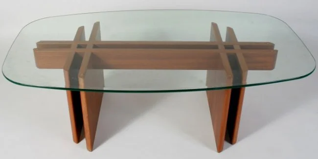 Trekanten Glass Top Teak Coffee Table