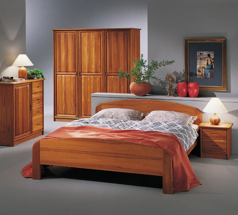 Dyrlund Teak Bed #1332E, Teak Nightstand #1139M