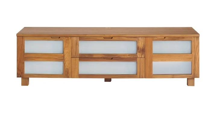 Sun Cabinet Teak TV Bench with Frosted Glass #331010