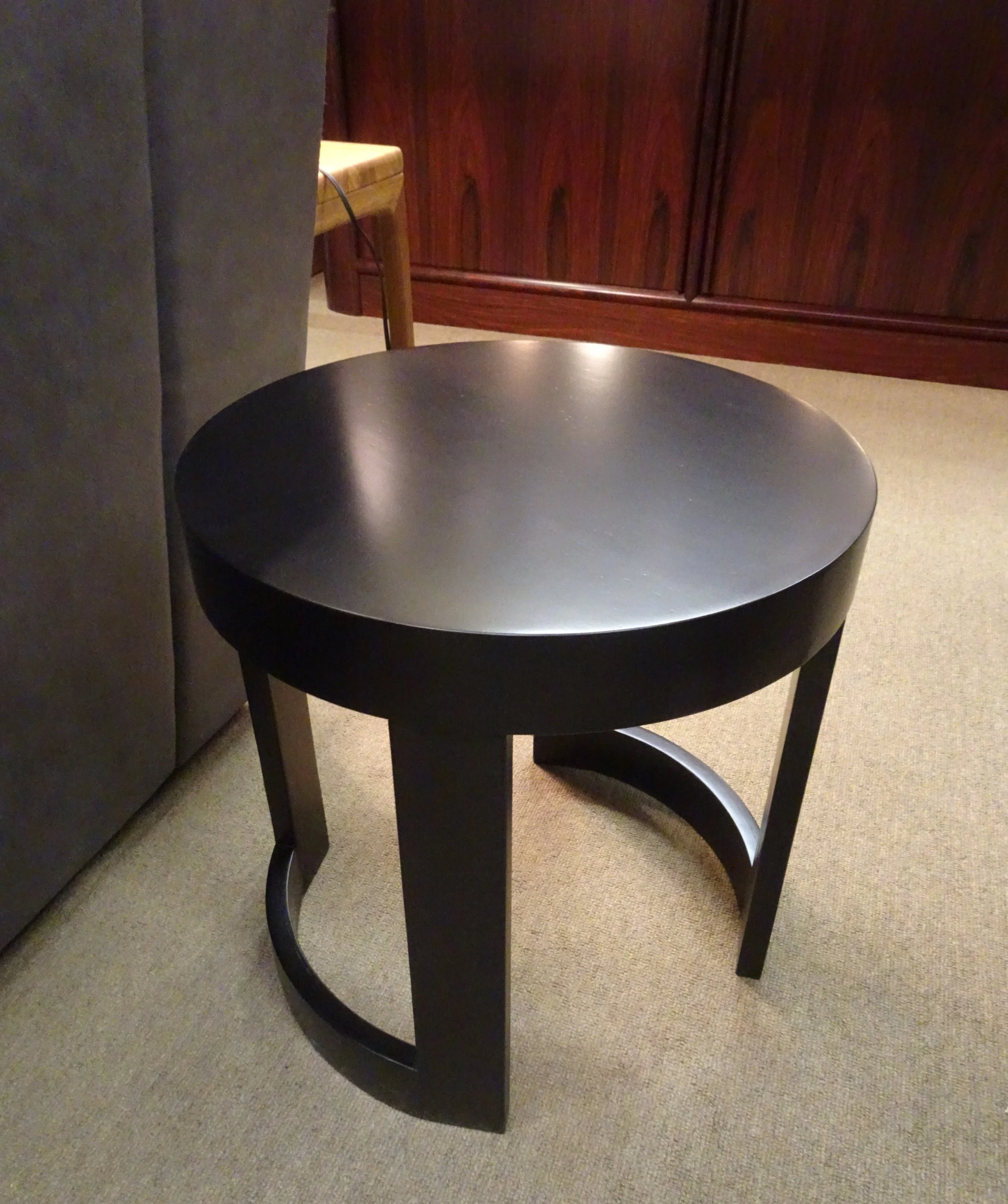   #6096 Wenge Round End Table - $ 271.00   Dimensions: 18’’ D x 18’’ H 