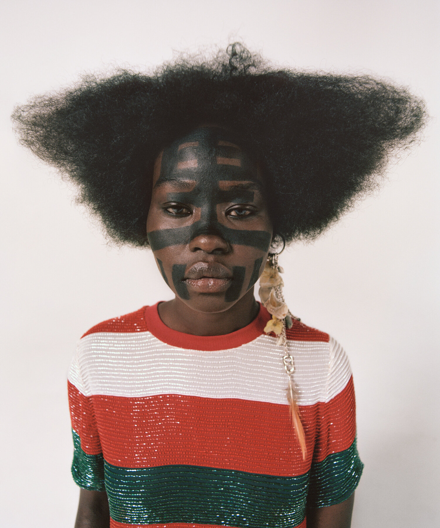  Interview, Issue 530  Aweng Chuol wears Techni-cobbled Trinket Chain  Photography Campbell Addy  Styling Anna Trevelyan   