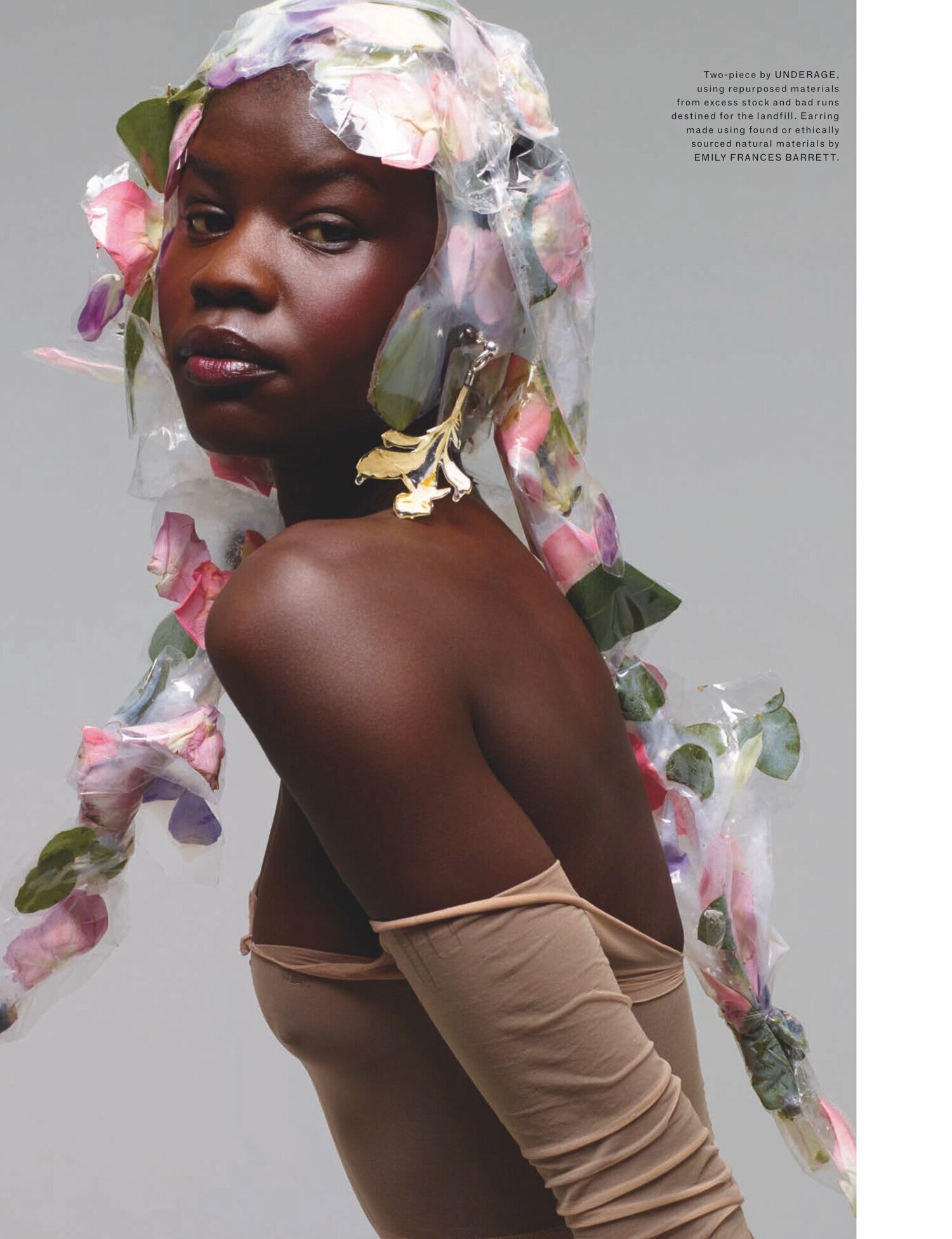  Hunger, February 2020 - Sustainable Issue  Featuring Pressed Flower Earring  Photography Rankin  Styling Celia Arias   