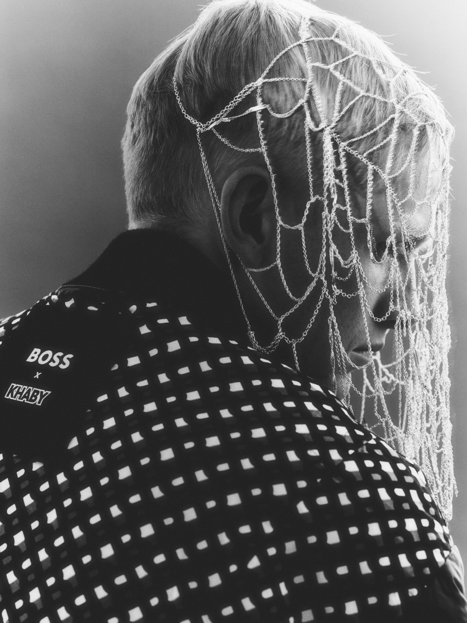  PERFECT, September 2022  George Jaques wears Silver Cobweb Chain Top  Photography Petros  Styling Andrew Davis  Makeup Machiko Yano   