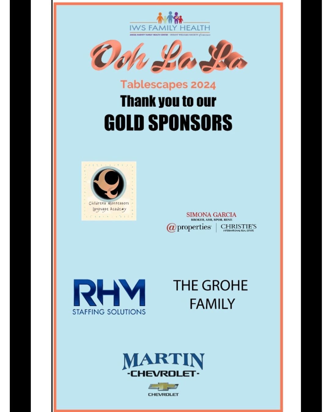 Thank you Gold Sponsors for your support of Tablescapes.

All proceeds support the Angel Harvey Family Health Center of Chicago.