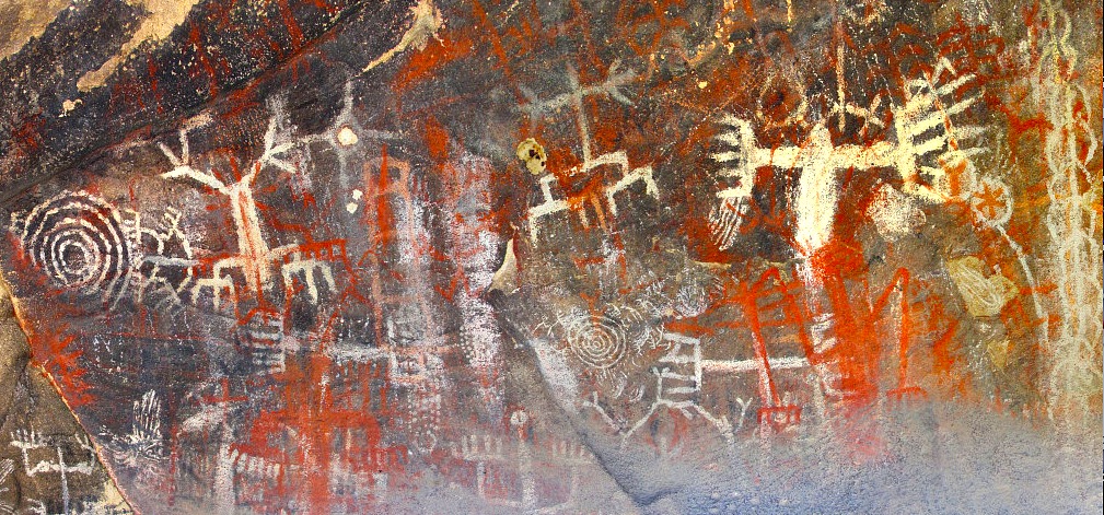Chumash Cave Paintings in the Burro Flats Painted Cave, Simi Valley,CA. photo by nicely