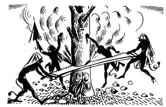 Kallikantzaroi stay underground sawing the world tree, so that it will collapse, along with Earth