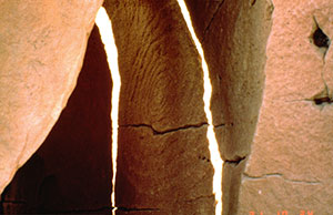 Winter Solstice" Sun daggers" Fajada Butte, Chaco Canyon (National Park Service photo).