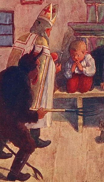 Krampus accompanies St Nick to punish the naughty