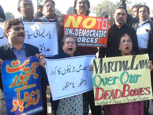 Pakistanis have vigorously fought to install civilian rule in Pakistan since 2012. My grandfather, who helped found that country, went to jail multiple times in the 1970s for his ardent demands the freedom of the press & democratic rule be restored.
