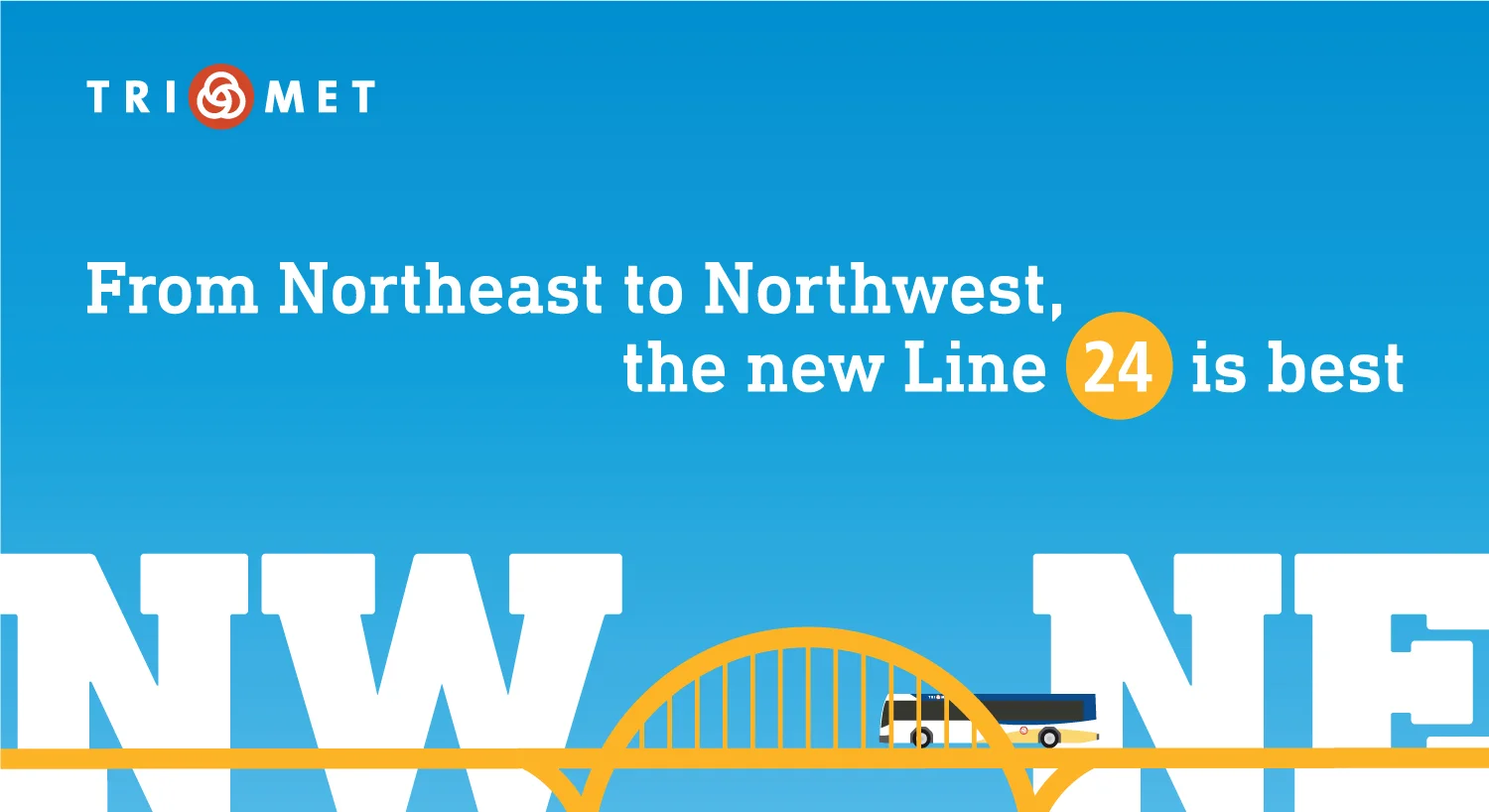  TriMet Line 24 campaign postcard with text: “From Northeast to Northwest, the new Line 24 is best.” Single card. 