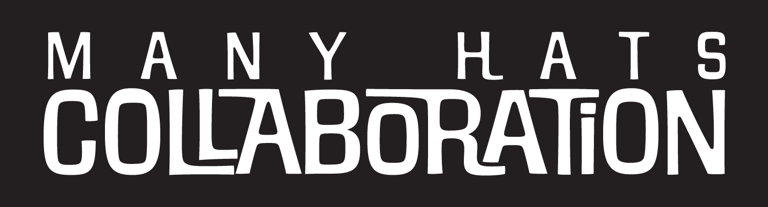  Many Hats Collaboration logo, black and white version 