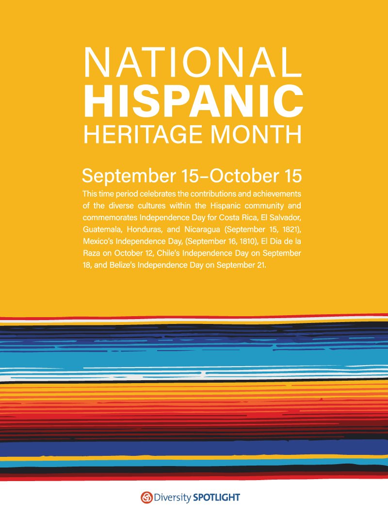 TriMet’s Diversity Spotlight poster for National Hispanic Heritage Month: September 15 through October 15. This time period celebrates the contributions and achievements of the diverse cultures within the Hispanic community and commemorates Independ