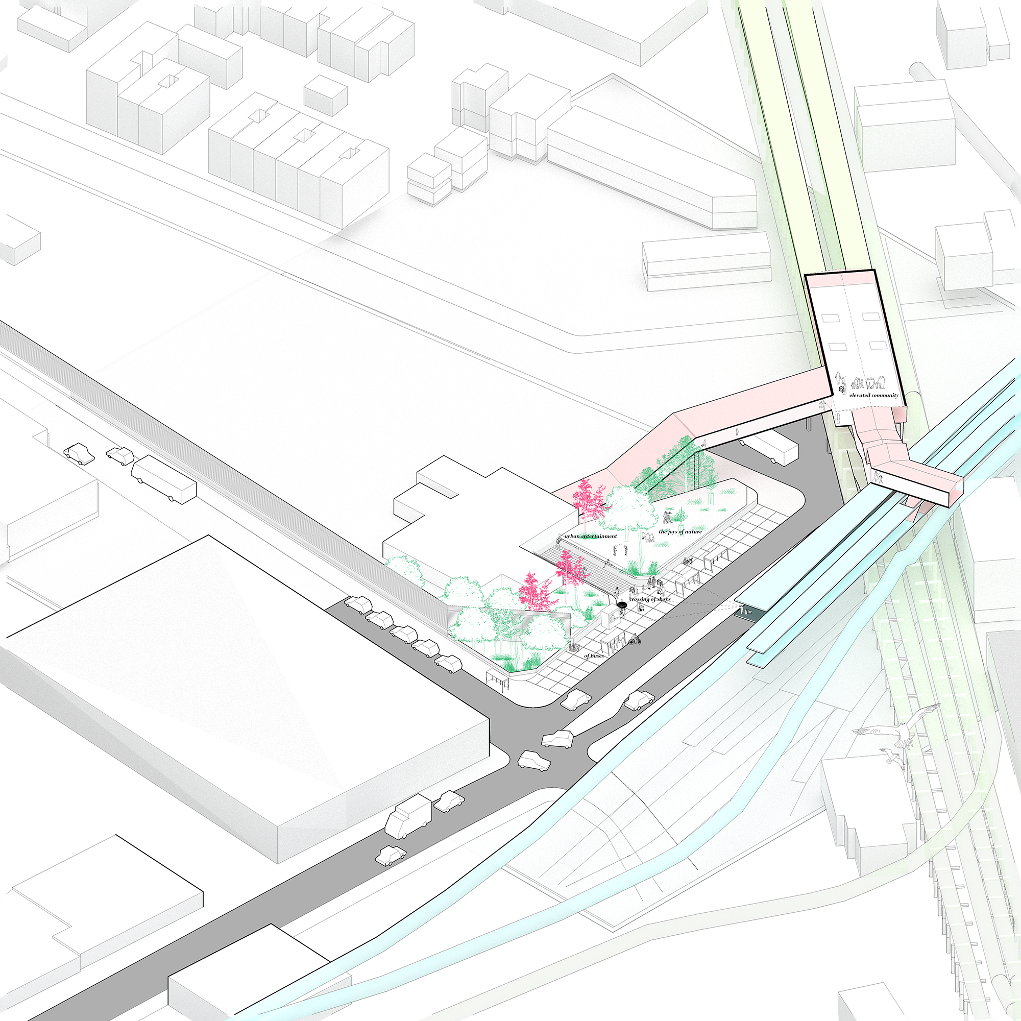 Isometric Drawing / Broadway Junction, Intersection of Ecologies