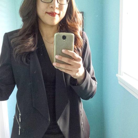 Selected by Doreen Dove at Lord & Taylor Burlington: Vince Camuto top + blazer. (Pre-owned: Banana Republic necklace)