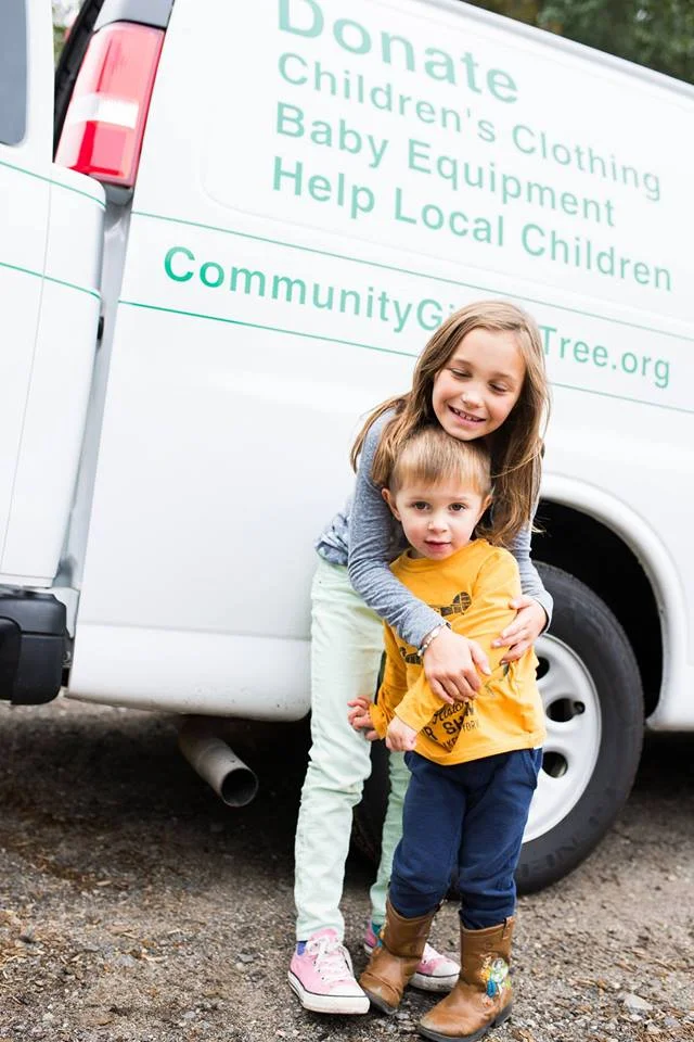 The Community Giving Tree van on the move, picking up items for the distribution center