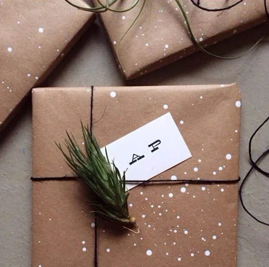 Creative kraft paper wrapping ideas: splatter paint