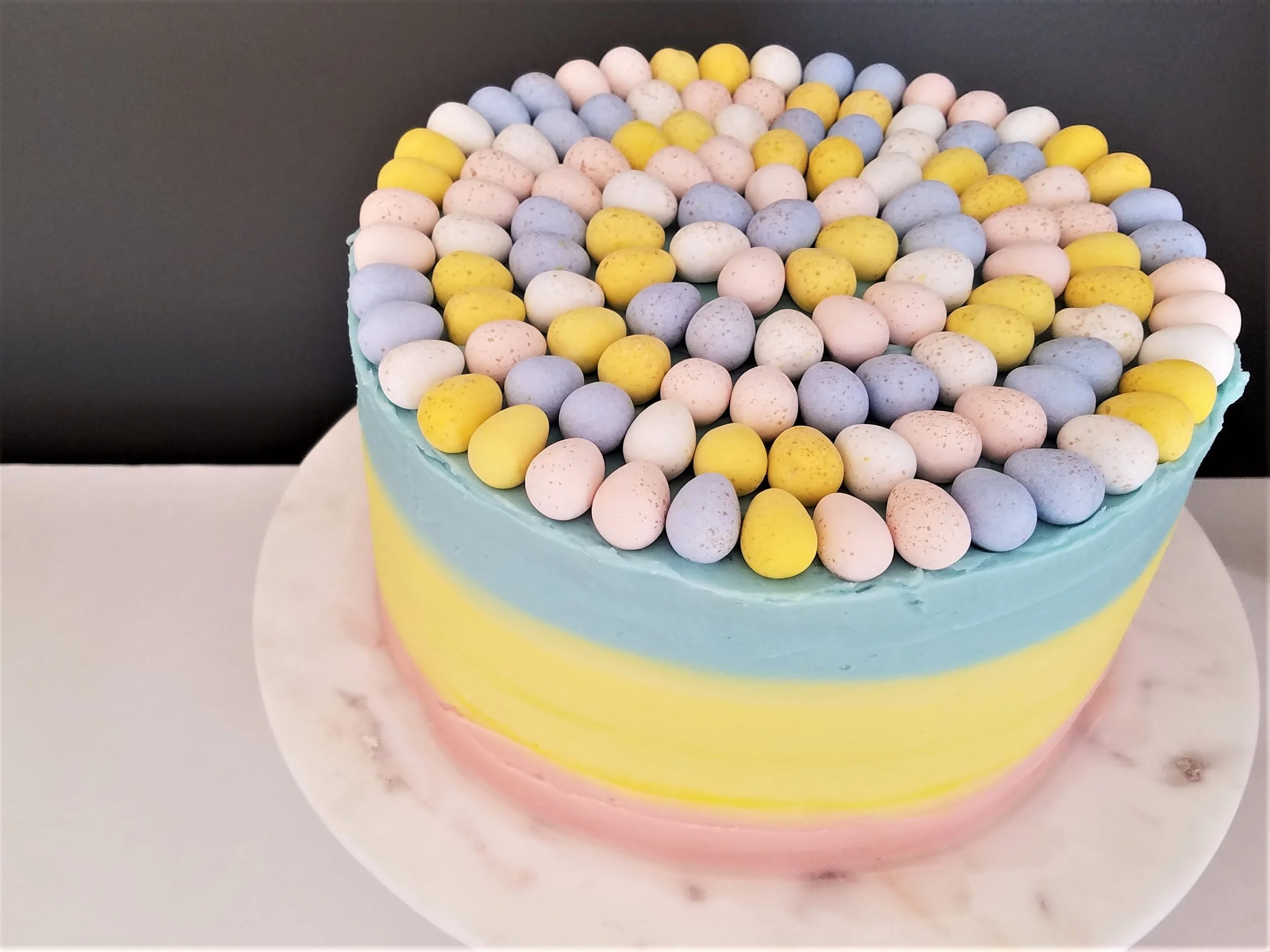 How To Make An Ombré Easter Cake: add eggs to the top