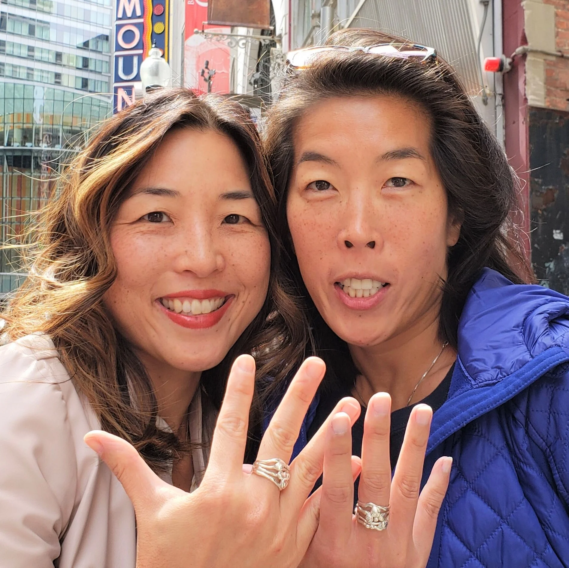 Sheila Corkery rings; image via Christine Koh
