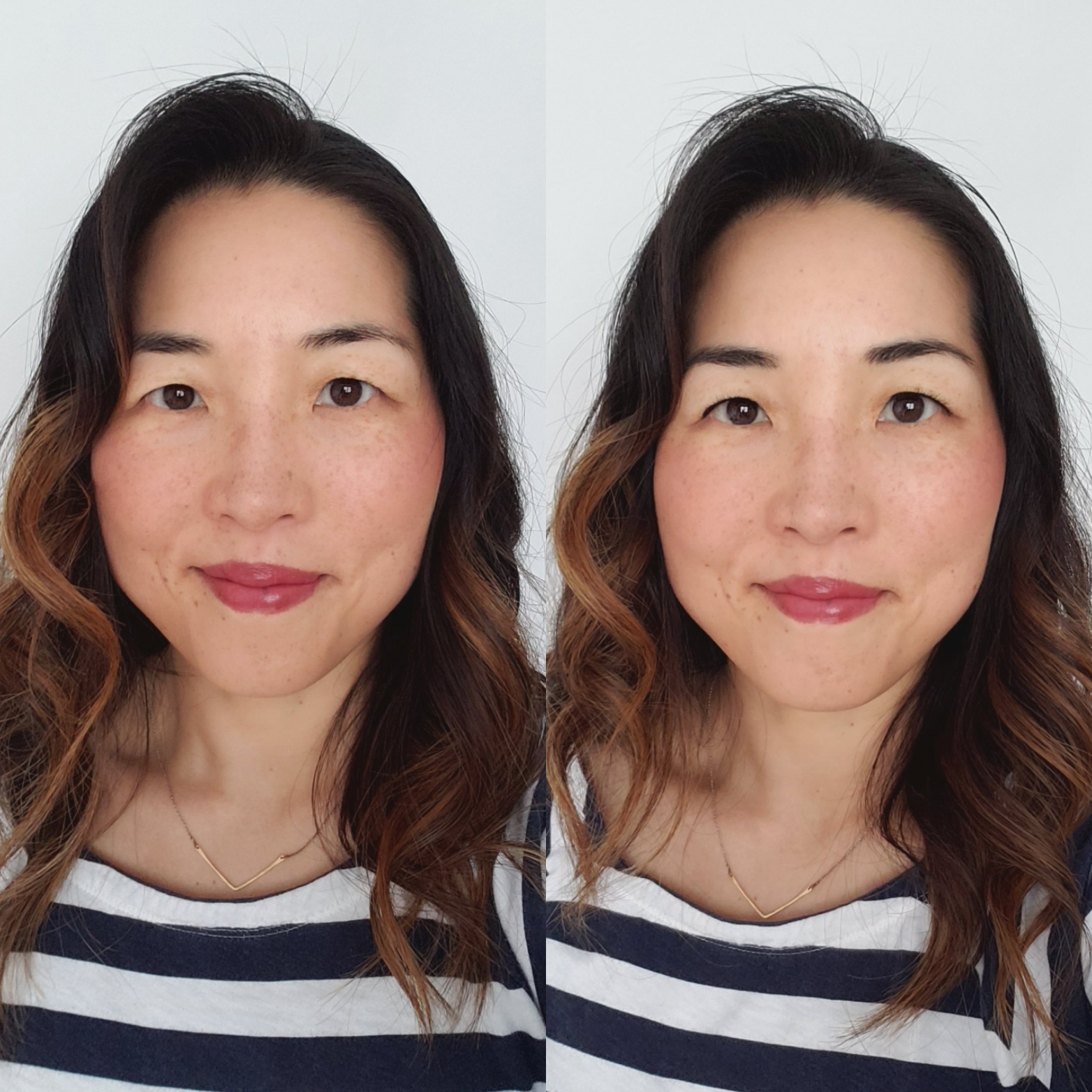 Before + after, using Revlon ColorStay brow pencil + MoxieLash “classy” (everyday) magnetic eyelashes