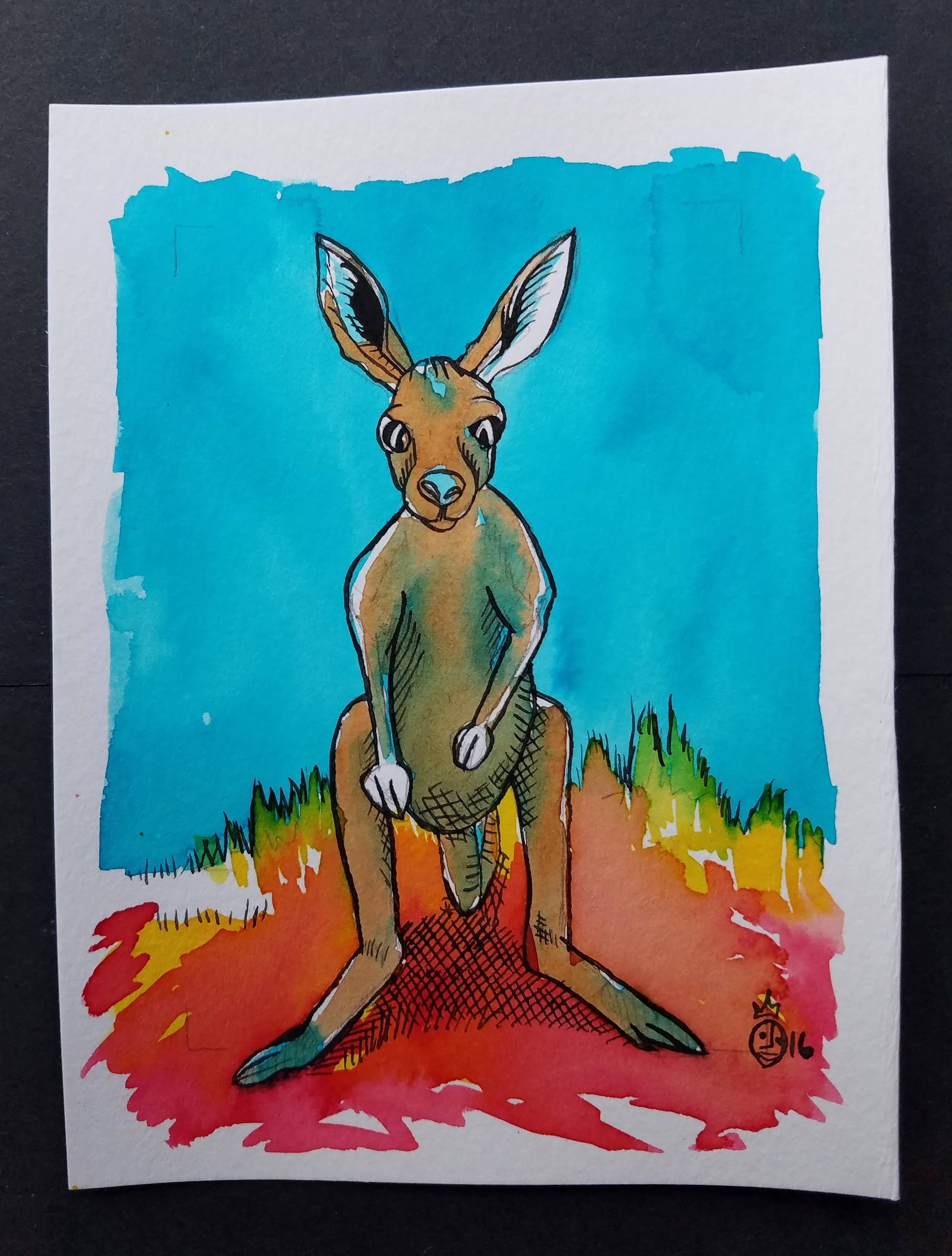 Kangaroo Baby 2016, Watercolor