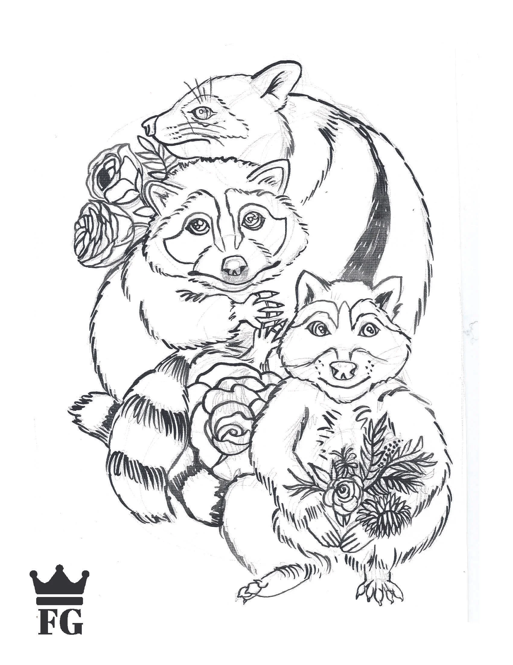 3RacoonsAcrylicBWFinnGraves.jpg